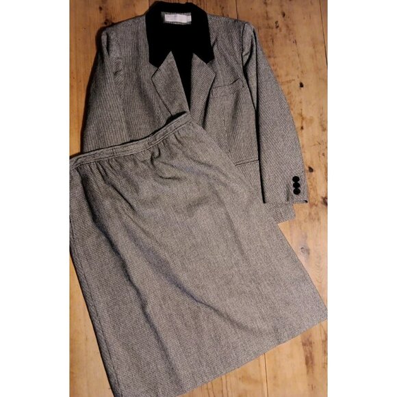 Evan Picone Dresses & Skirts - Evan Picone Skirt Suit Womens 16 Wool Blazer Career Classic Velvet Trim Union